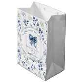 Berry Sweet Baby shower Blueberry Bow Square Medium Cadeauzakje (Voorkant Gekanteld)
