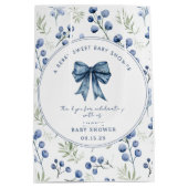 Berry Sweet Baby shower Blueberry Bow Square Medium Cadeauzakje (Achterkant)