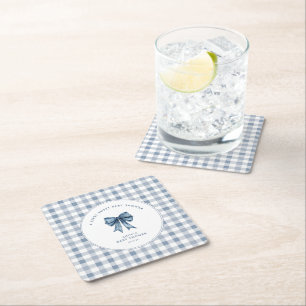 Berry Sweet Baby shower Blueberry Bow Vierkante Kartonnen Onderzetter
