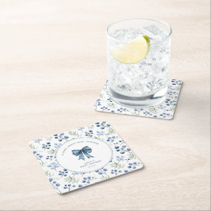Berry Sweet Baby shower Blueberry Bow Vierkante Kartonnen Onderzetter