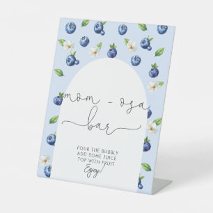 Berry Sweet Baby shower Blueberry Mom-osa Bar Reclamebord Met Voetstuk
