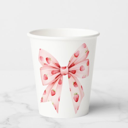 Berry Sweet Baby shower Coquette Bow Papieren Bekers (Voorkant)