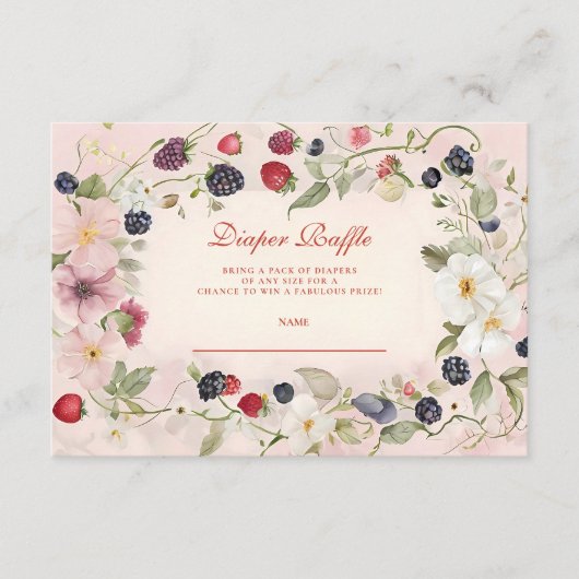 Berry Sweet Baby shower Diapper Raffle Informatiekaartje (Voorkant)