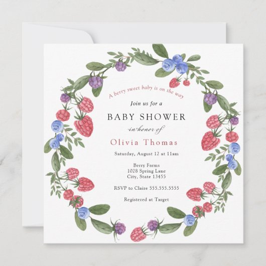 Berry Sweet Baby shower Invitation (Devant)