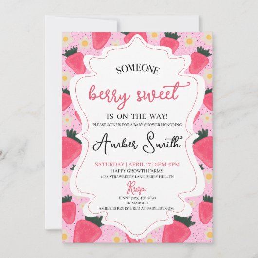 Berry Sweet Baby shower Invitation (Devant)