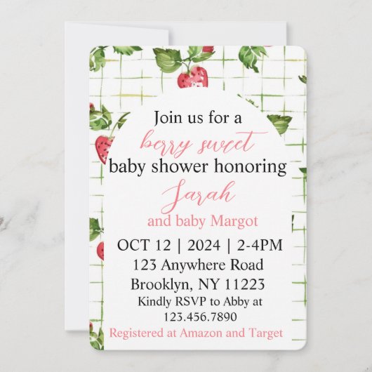 Berry Sweet Baby shower Invitation (Devant)