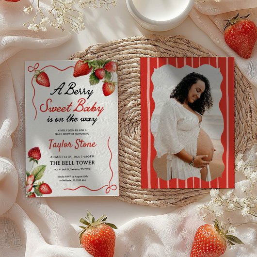 Berry Sweet Baby shower Invitation avec photo
