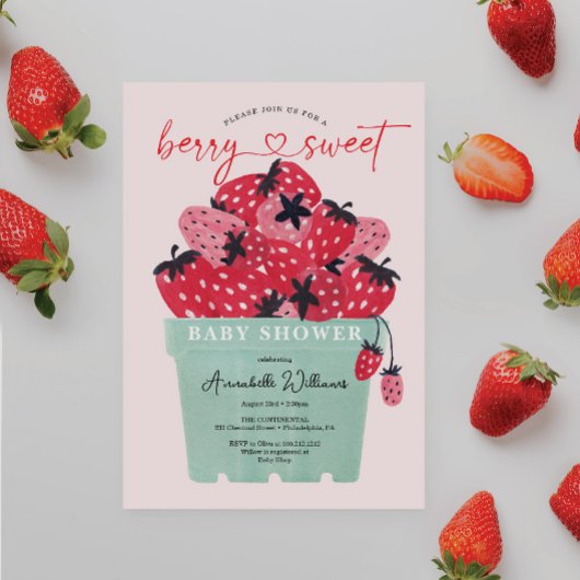 Berry Sweet Baby shower Invitation fraise