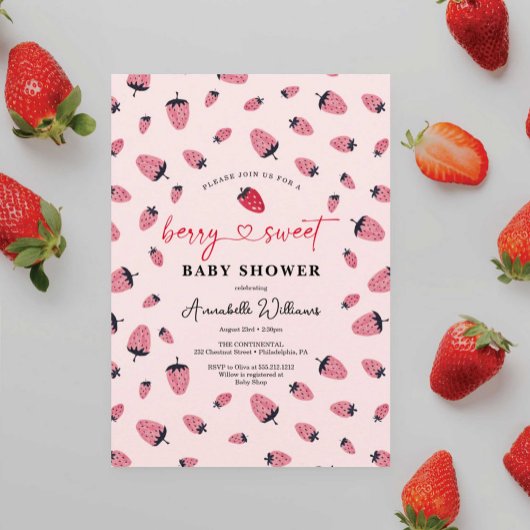 Berry Sweet Baby shower Invitation fraise