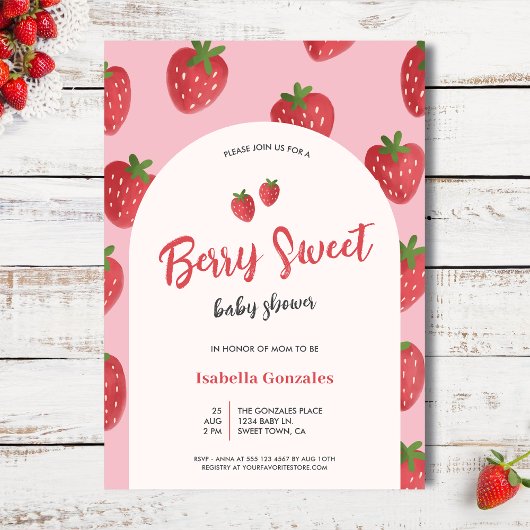 Berry Sweet Baby shower Invitation Kaart