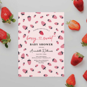 Berry Sweet Baby shower Invitation Strawberry Kaart