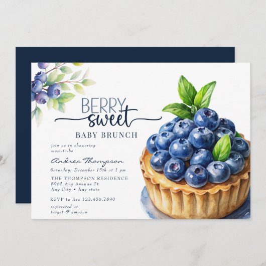 Berry Sweet Baby shower Kaart (Voorkant / Achterkant)