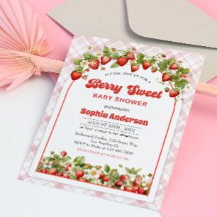 Berry Sweet Baby shower met Strawberry Theme Kaart