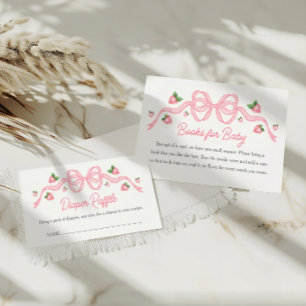 Berry Sweet Baby shower Pink Bow Boeken voor Baby Informatiekaartje