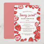 Berry Sweet Baby shower Strawberry Invitation (Devant / Derrière)