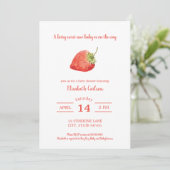 Berry Sweet Baby shower Strawberry Invitation (Debout devant)