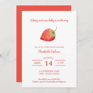 Berry Sweet Baby shower Strawberry Invitation