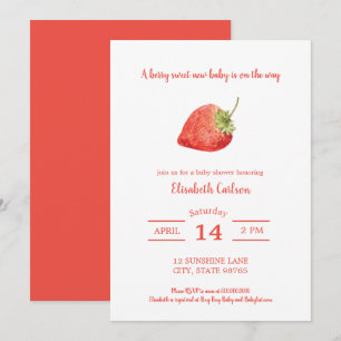 Berry Sweet Baby shower Strawberry Invitation Kaart