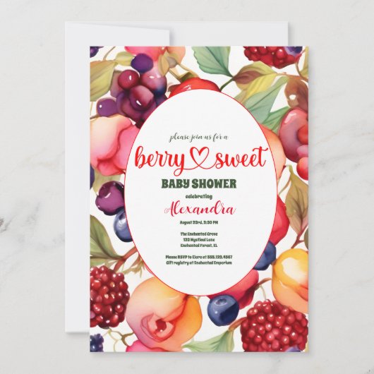 Berry Sweet Baby shower Wilde bessen & bloemen Kaart (Voorkant)