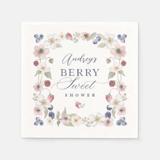 Berry Sweet Baby shower Wilde bessen & bloemen Servet (Voorkant)