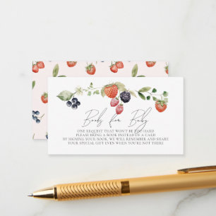 Berry Sweet Berries Meisje Baby shower Boek Aanvra Informatiekaartje