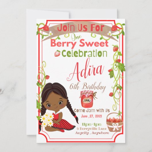 Berry Sweet Birthday Invitation Card (Devant)