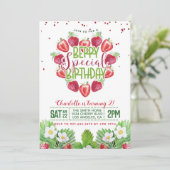 Berry Sweet Birthday Strawberry Invitation (Debout devant)