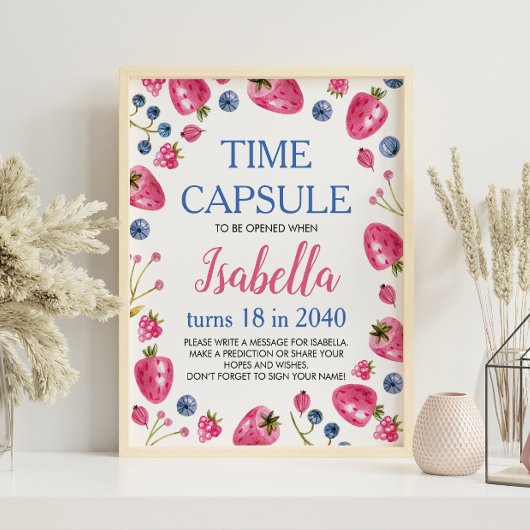 Berry Sweet Birthday Time Capsule Sign Poster