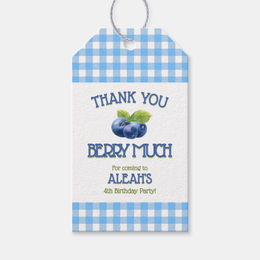 Berry Sweet Blueberry verjaardagsfeestje Cadeaulabel (Voorkant)
