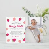 Berry Sweet Boho Strawberry Foto Bedankkaart (Staand voorkant)