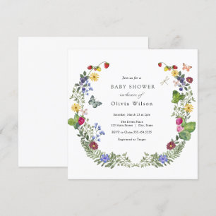 Berry Sweet Boho Wildflower Baby shower Kaart
