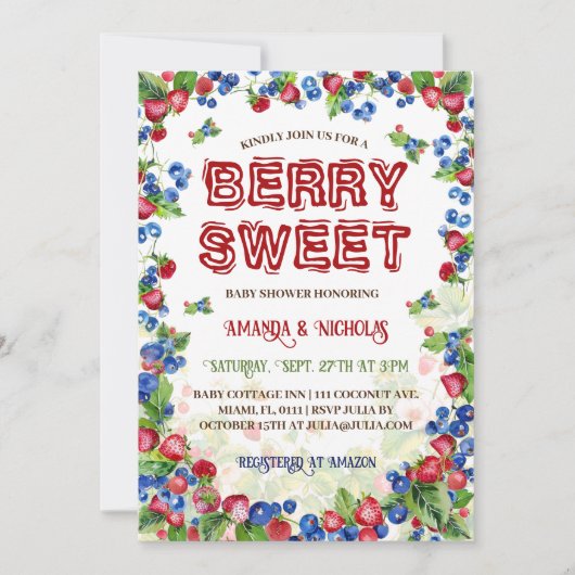 Berry Sweet Botanical Schattige Baby shower Kaart (Voorkant)
