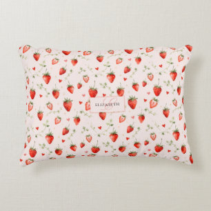 Berry Sweet Botanische Roze Harten Monogram Accent Kussen