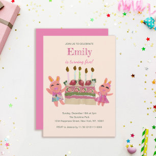 Berry Sweet Bunny Buddies Roze Verjaardag Kaart
