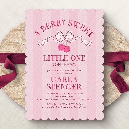 Berry Sweet Cherry Summer Baby shower Kaart
