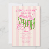Berry Sweet Doodle Pink Green Girl Baby shower Kaart (Voorkant)