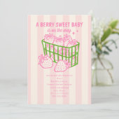 Berry Sweet Doodle Pink Green Girl Baby shower Kaart (Staand voorkant)