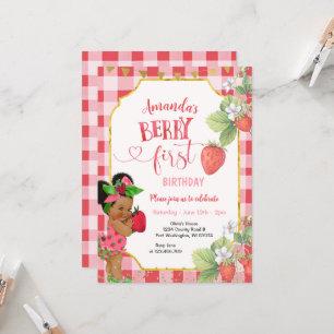 Berry Sweet EERSTE Aardbei Verjaardag Meisje Party Kaart