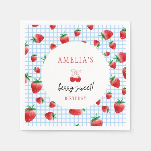 Berry Sweet eerste verjaardag Servet (Voorkant)