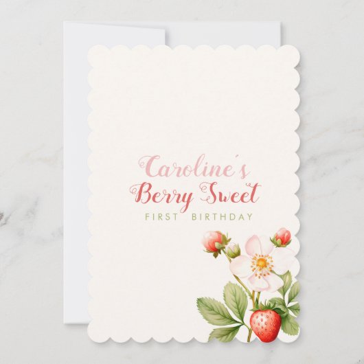 Berry Sweet Eerste Verjaardag Uitnodiging (Achterkant)