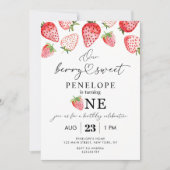 Berry Sweet Eerste Verjaardag Uitnodiging Sjabloon (Voorkant)