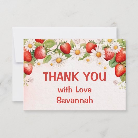 Berry Sweet First Birthday Bedankkaart (Voorkant)