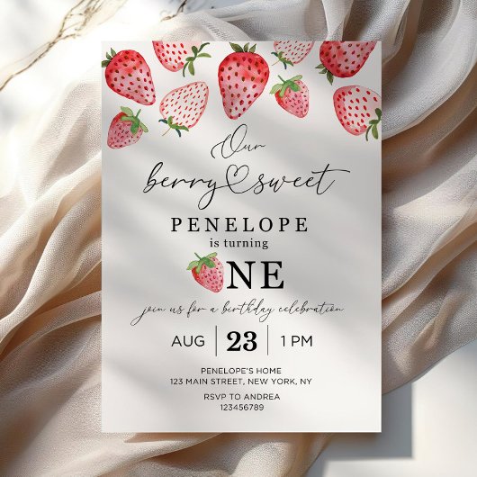 Berry Sweet First Birthday Invitation Modèle 1er