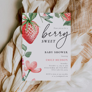 Berry Sweet Floral Baby shower Invitation Kaart