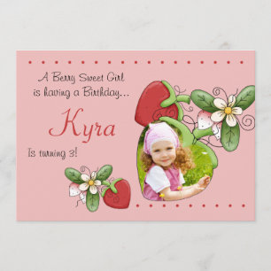 Berry Sweet - Foto Birthday Party Invitation Kaart