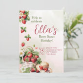Berry Sweet fraise été Anniversaire Invitation (Debout devant)