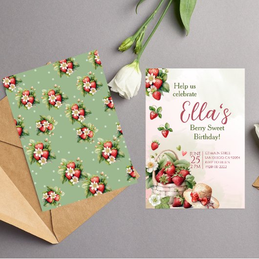Berry Sweet fraise été Anniversaire Invitation