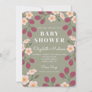 Berry Sweet framboos Baby shower Invitation Kaart