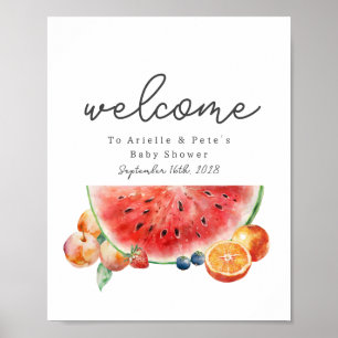 Berry Sweet Fruit Baby shower Welkom Watermeloen Poster