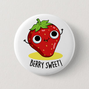 Berry Sweet Funny Strawberry Pun Ronde Button 5,7 Cm